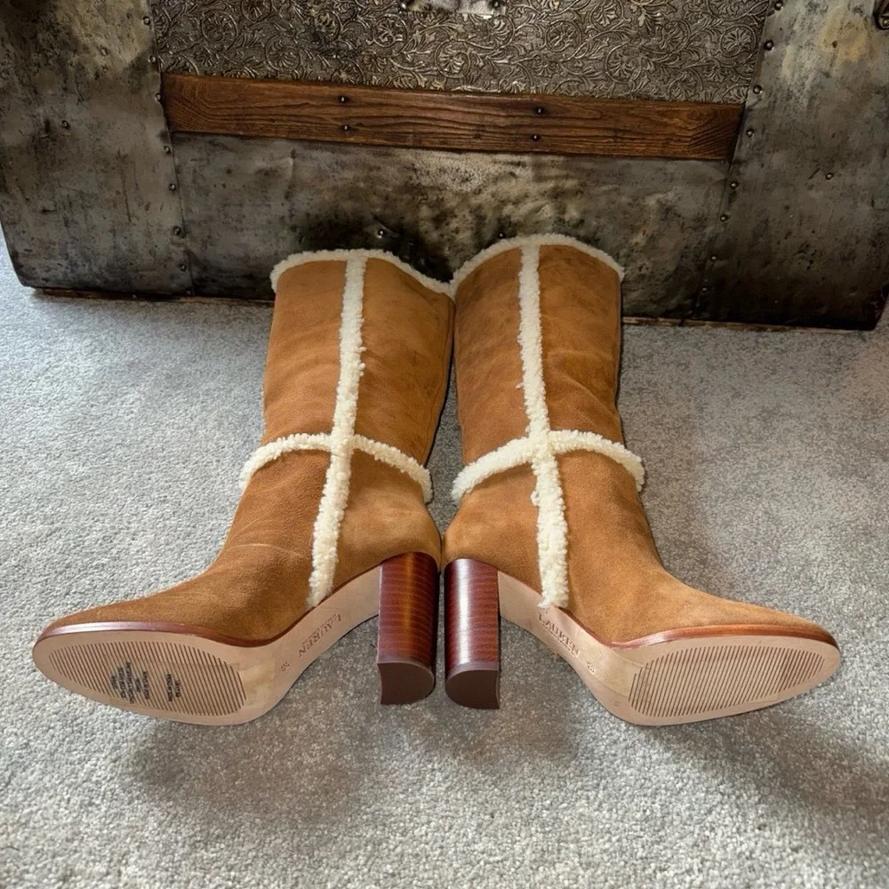 NWOB/UNWORN Lauren Ralph Lauren Suede and Shearling Pull-On Knee Boot in Size 6M - Picture 5 of 9